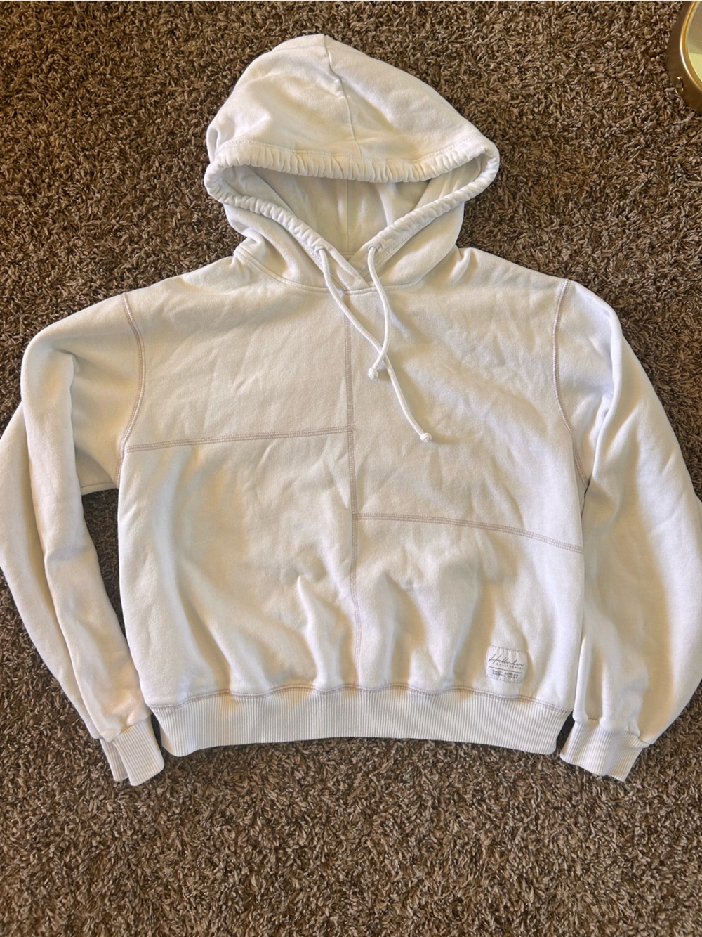 Hollister Cream Pullover Hoodie with Panel Stitching